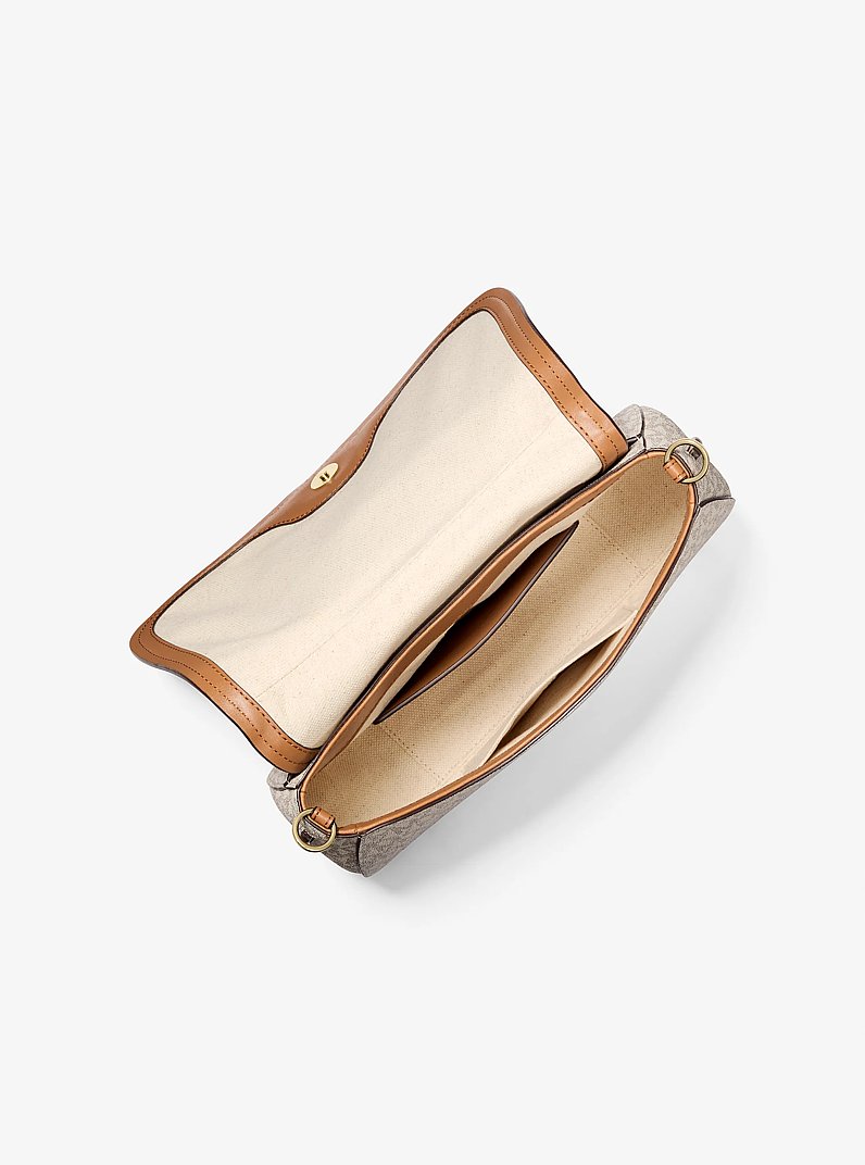 Nolita Medium Signature Logo Convertible Shoulder Bag in VANILLA/ACORN | Michael Kors
