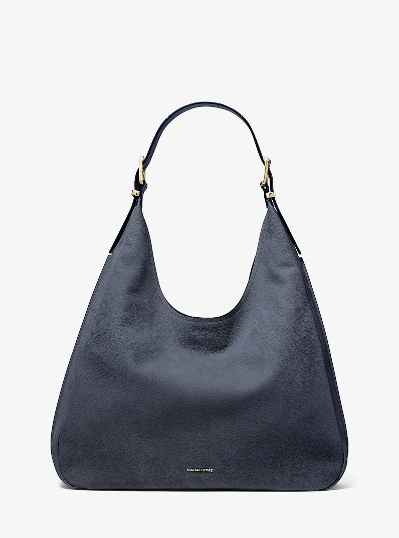 Nolita Large Nubuck Hobo Shoulder Bag in NAVY | Michael Kors