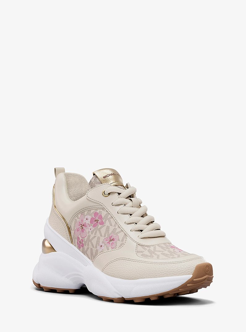 Katrina Floral Print Signature Logo Trainer in VANILLA COMBO | Michael Kors