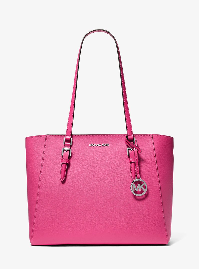 Charlotte Large Leather and Signature Logo 3-in-1 Tote Bag in DRAGONFRUIT | Michael Kors