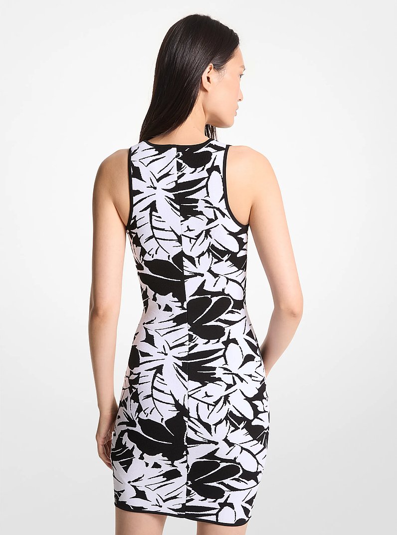 Palm Jacquard Tank Dress in BLACK/WHITE | Michael Kors
