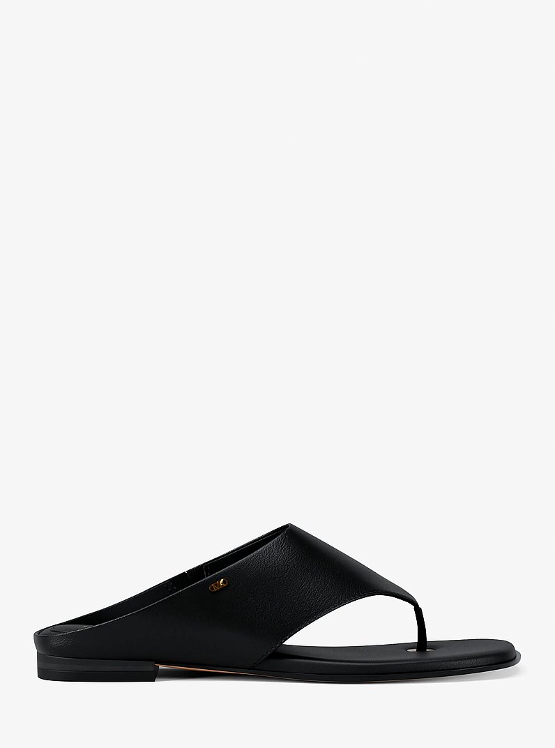 Alster Leather Thong Sandal in BLACK | Michael Kors