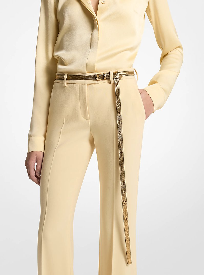 Carolyn Metallic Lizard Embossed Leather Belt in GOLD | Michael Kors