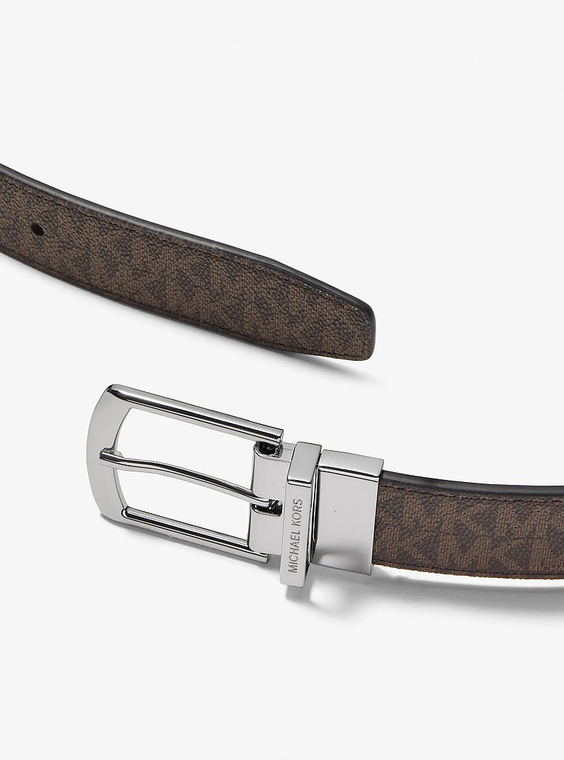 Ceinture r&eacute;versible &agrave; logo in BRUN/NOIR | Michael Kors
