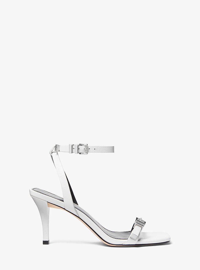 Darrington Crackled Leather Sandal in OPTIC WHITE | Michael Kors