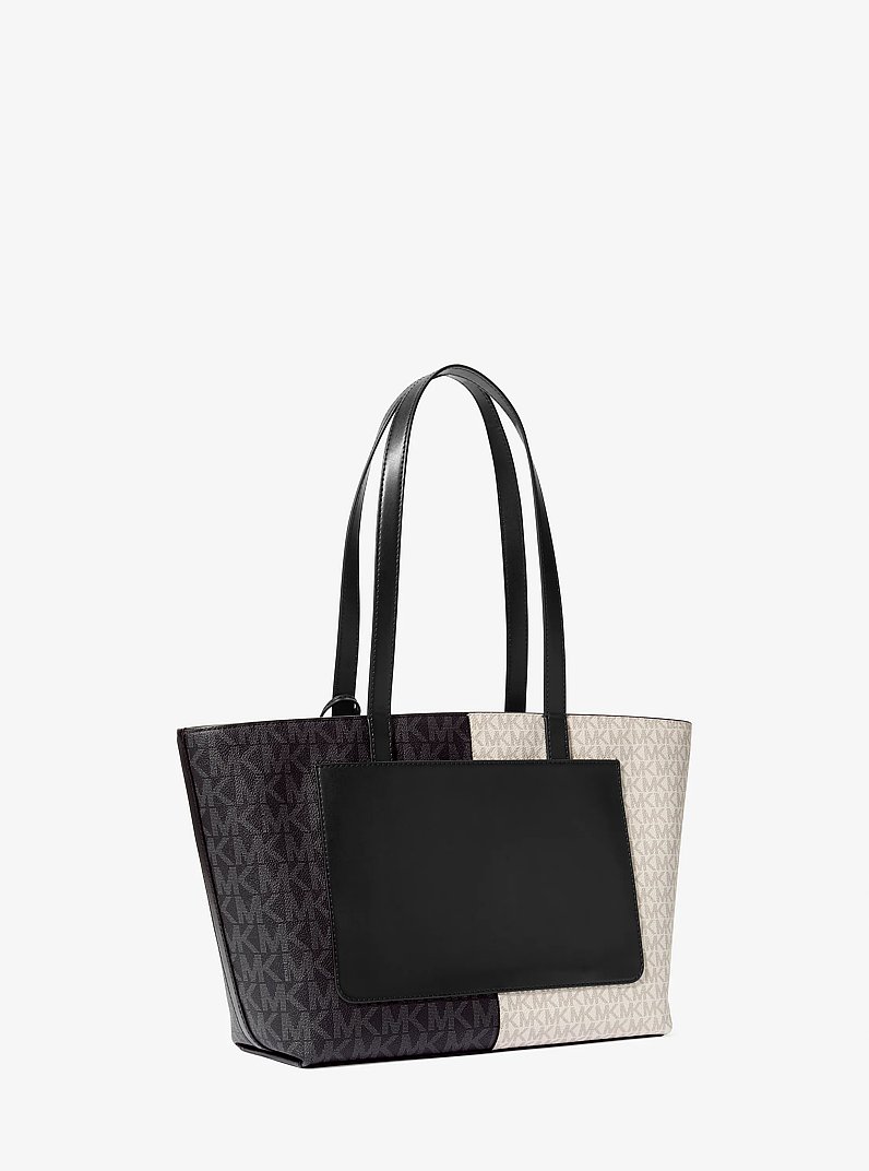 Jet Set Medium Two-Tone Logo Tote Bag in BLACK COMBO | Michael Kors