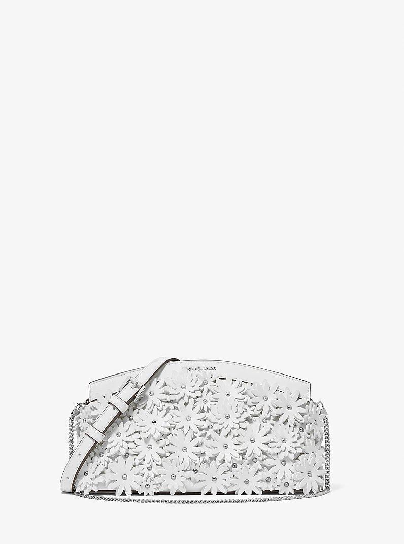 Pochette convertible Athena &agrave; appliqu&eacute; floral in BLANC OPTIQUE | Michael Kors