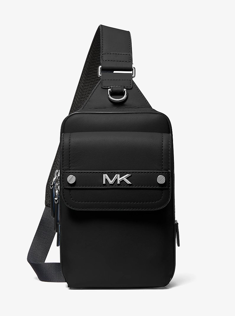 Varick Medium Leather Sling Pack in BLACK | Michael Kors