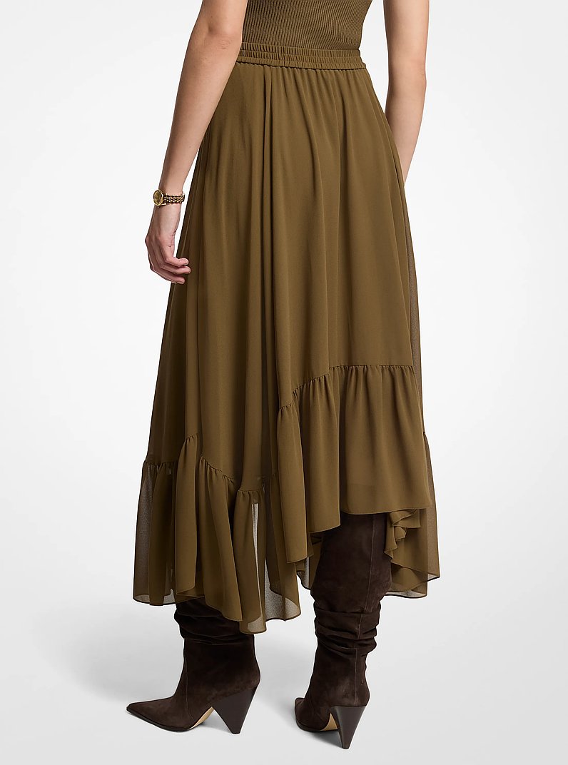 Georgette High-Low Skirt in DUFFLE | Michael Kors