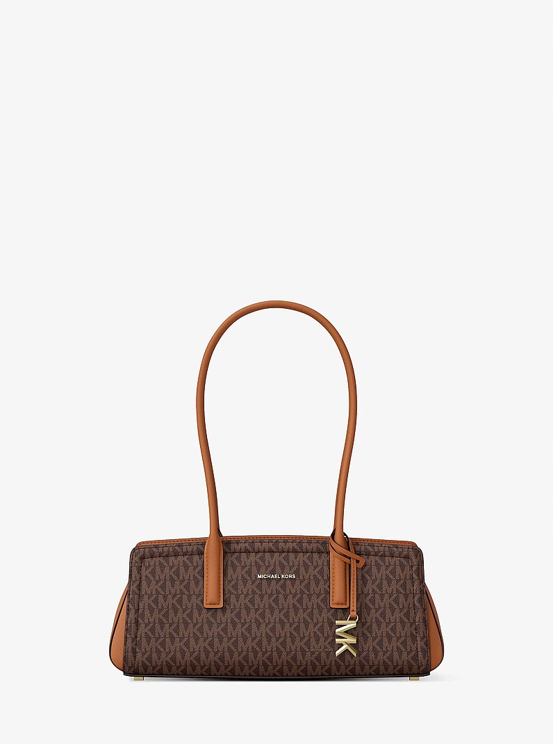 Borsa a spalla Laila piccola con stampa logo in BRONZO/GHIANDA | Michael Kors
