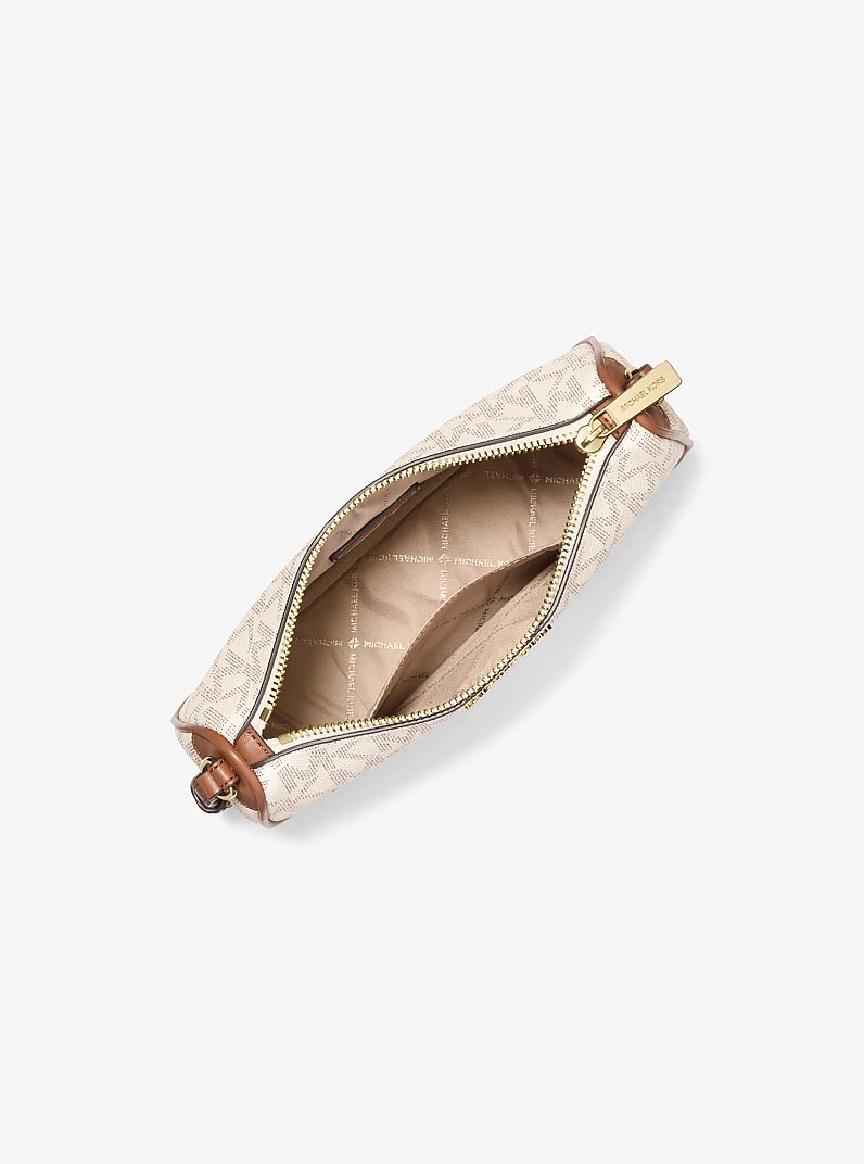 Jet Set Medium Signature Logo Pochette in VANILLA/LUGGAGE | Michael Kors
