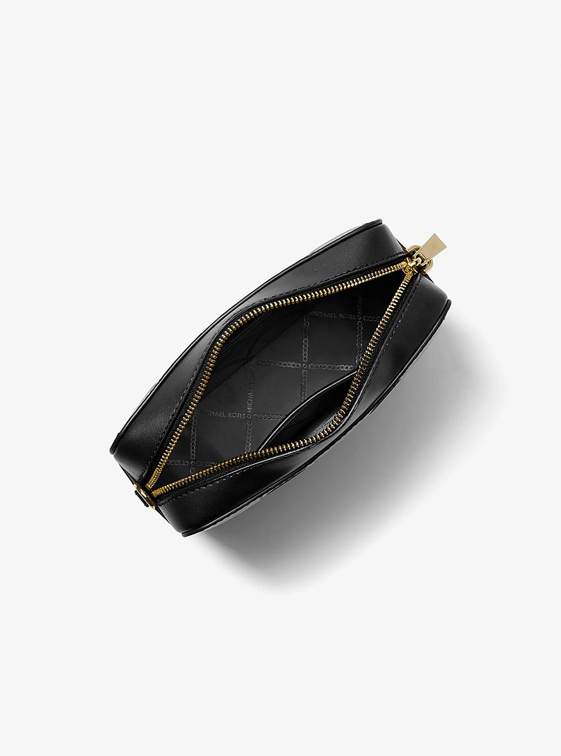 Sac &agrave; bandouli&egrave;re Ginny de taille moyenne en cuir tress&eacute; in NOIR | Michael Kors