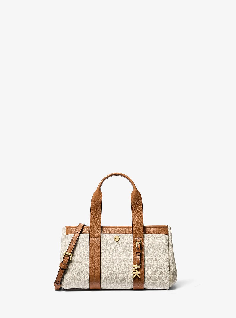 Umh&auml;ngetasche Romee Extra-Small mit Signature-Logomuster in VANILLE/EICHELBRAUN | Michael Kors