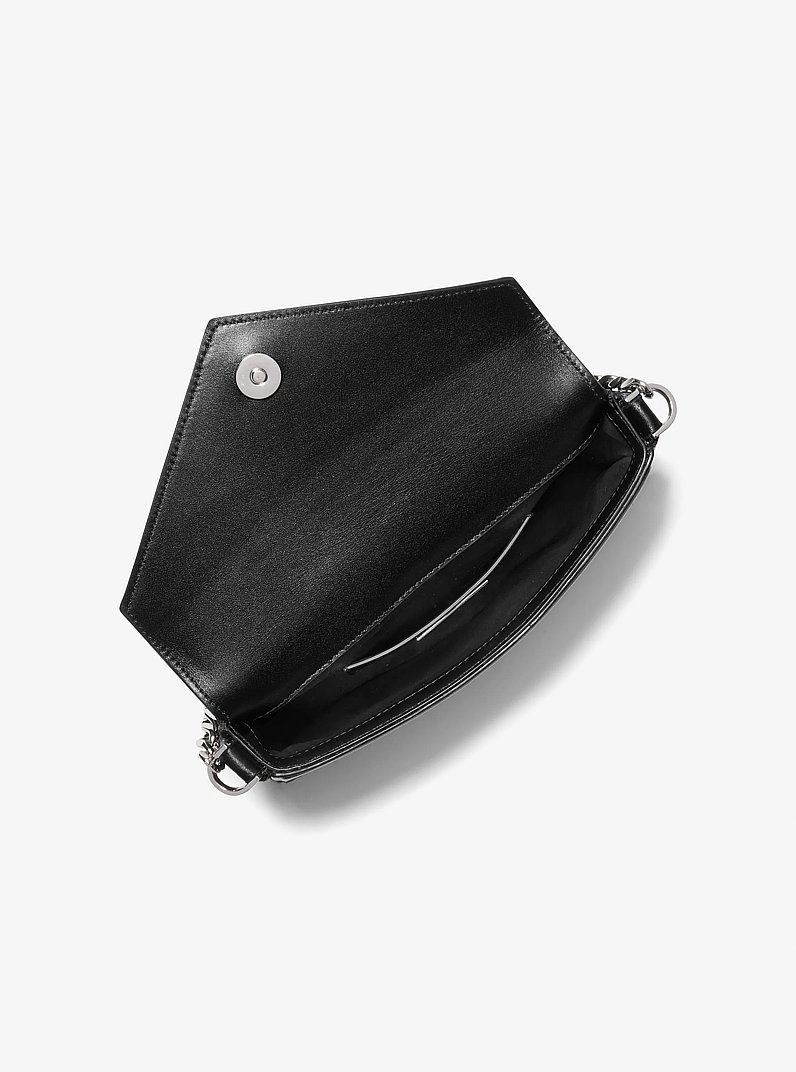 Manhatta Leather Shoulder Bag in BLACK | Michael Kors