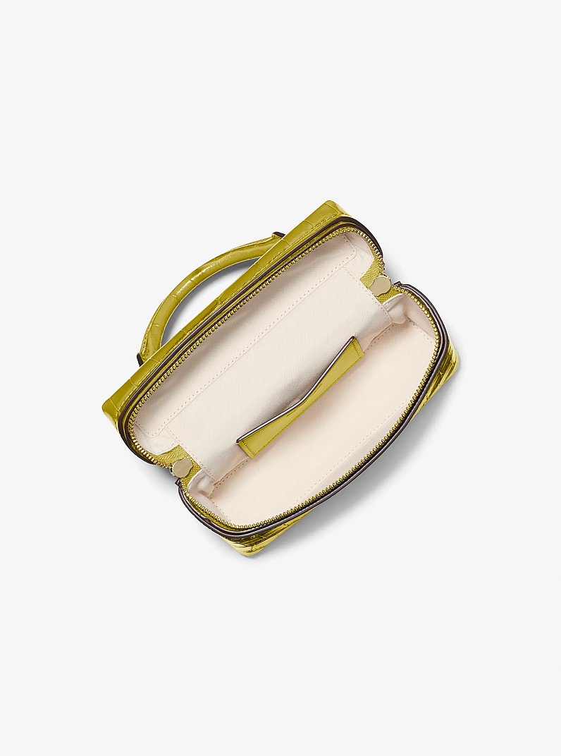 Tr&egrave;s petit sac &agrave; bandouli&egrave;re convertible Jana en cuir effet crocodile en relief in POMME | Michael Kors