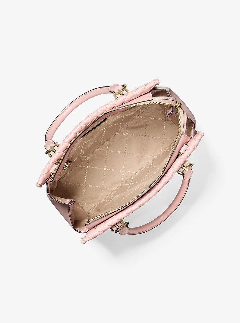 Marilyn Medium Woven Satchel in POWDER BLUSH | Michael Kors