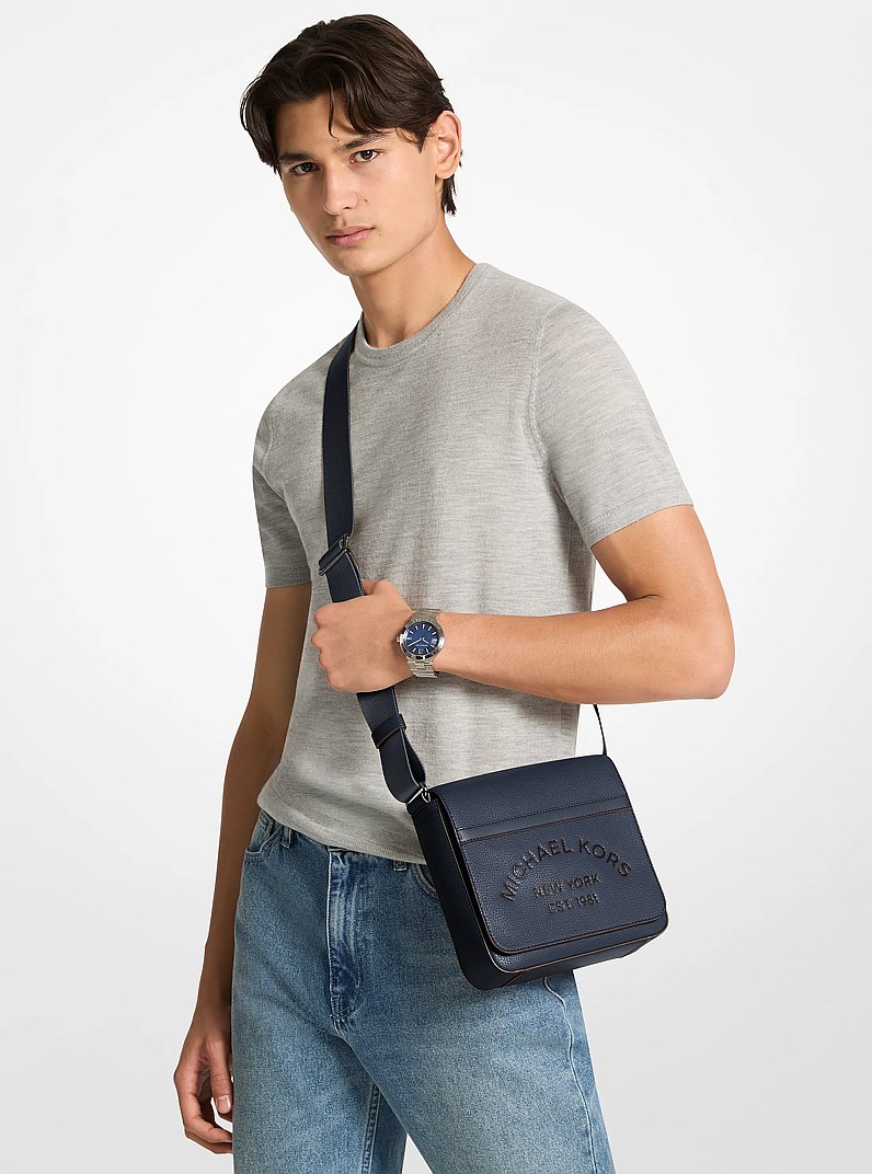 Cooper Pebbled Leather Crossbody Bag in NAVY | Michael Kors