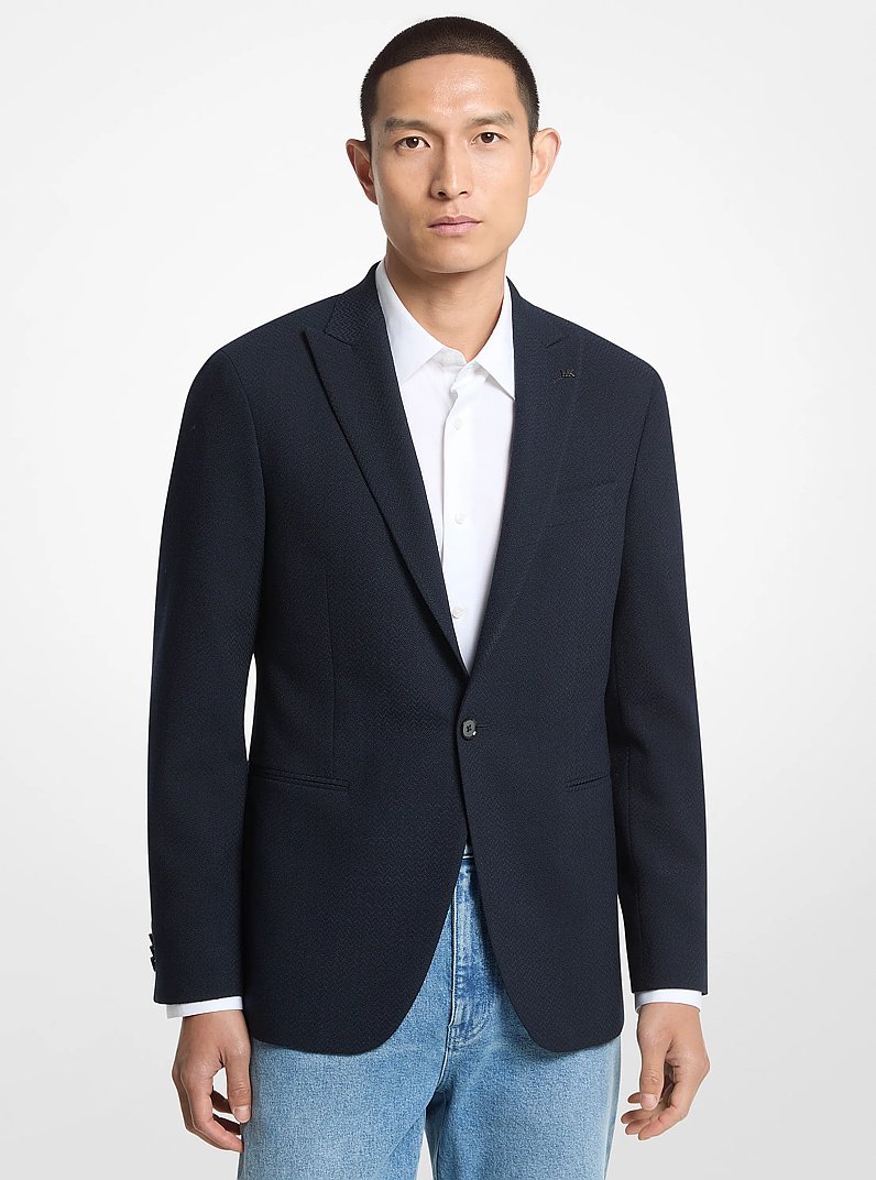 Textured Woven Blazer in NAVY | Michael Kors