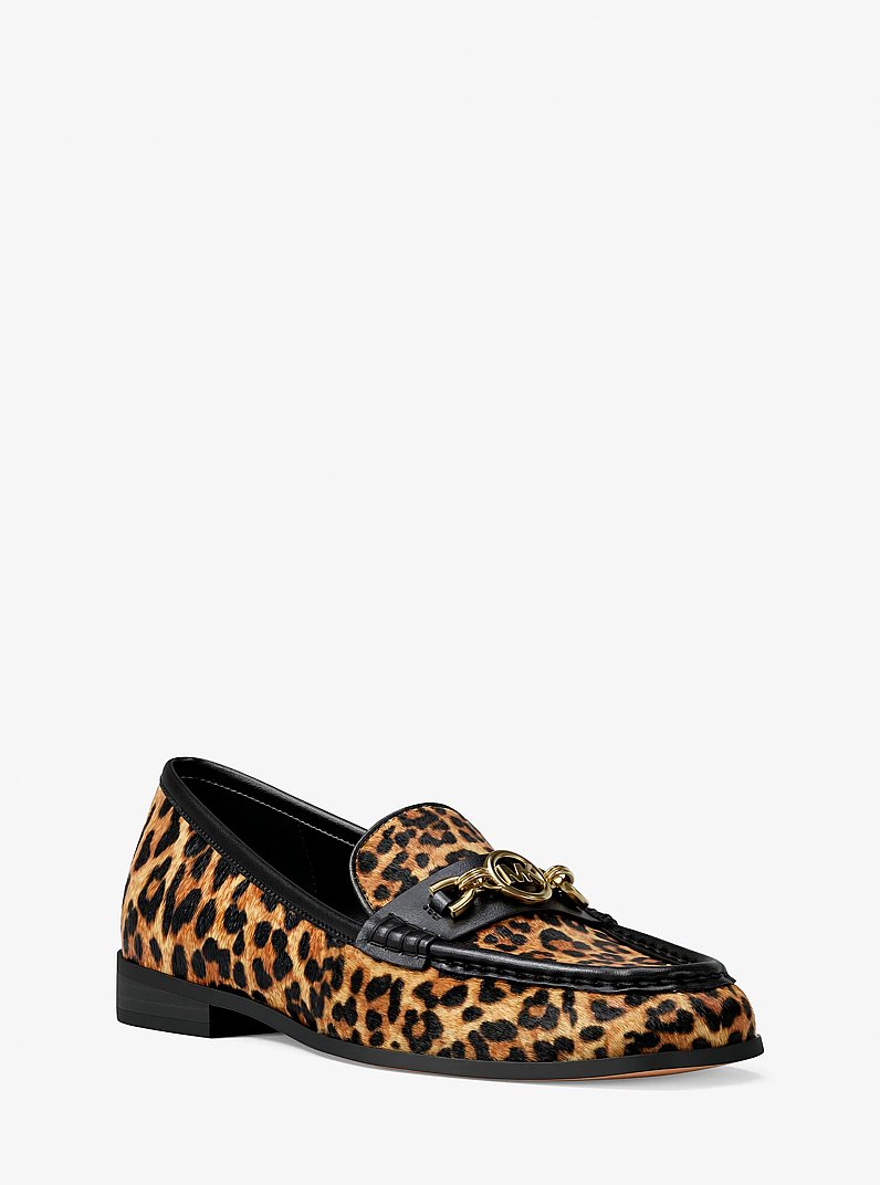 Kacey Leopard Print Calf Hair Loafer in DK CAMEL MLT | Michael Kors