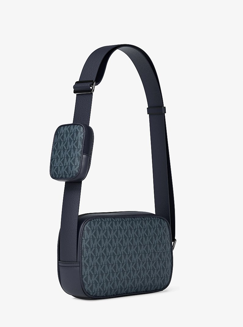 Cooper Signature Logo Camera Crossbody Bag With Pouch in ADMRL/PLBLUE | Michael Kors