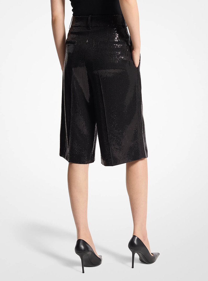 Sequin Embroidered Shorts in BLACK | Michael Kors