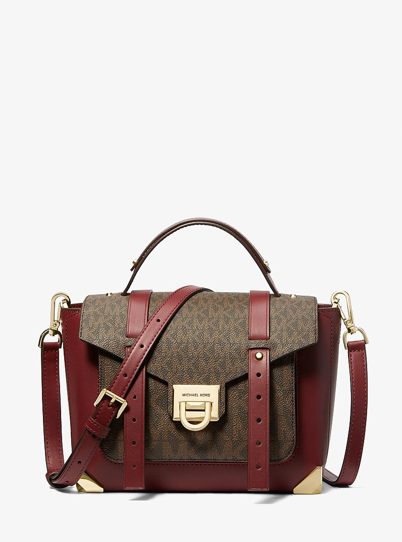Manhattan Medium Leather and Logo Satchel in PWD BLSH MLT - Sale