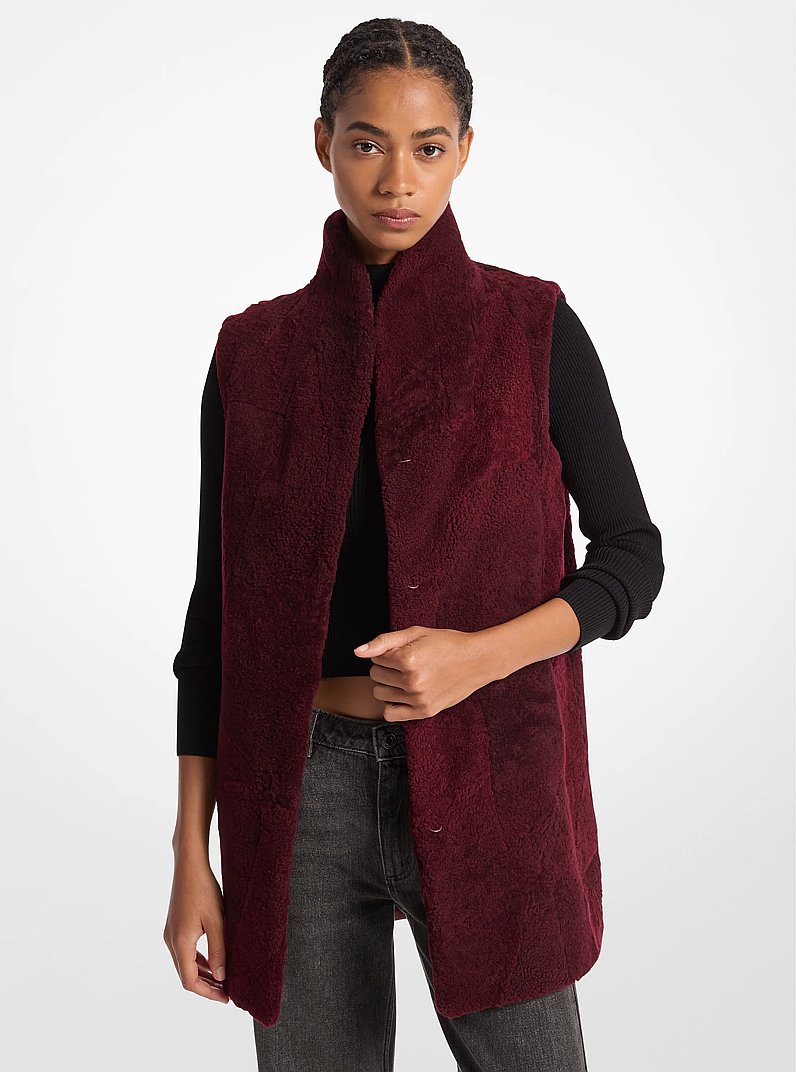 Shearling Vest in DARK BRANDY | Michael Kors