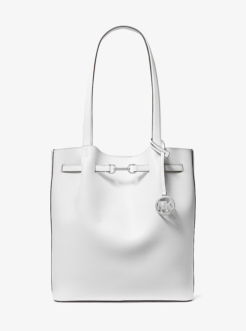 Carson Large Pebbled Leather Tote Bag in OPTIC WHITE | Michael Kors