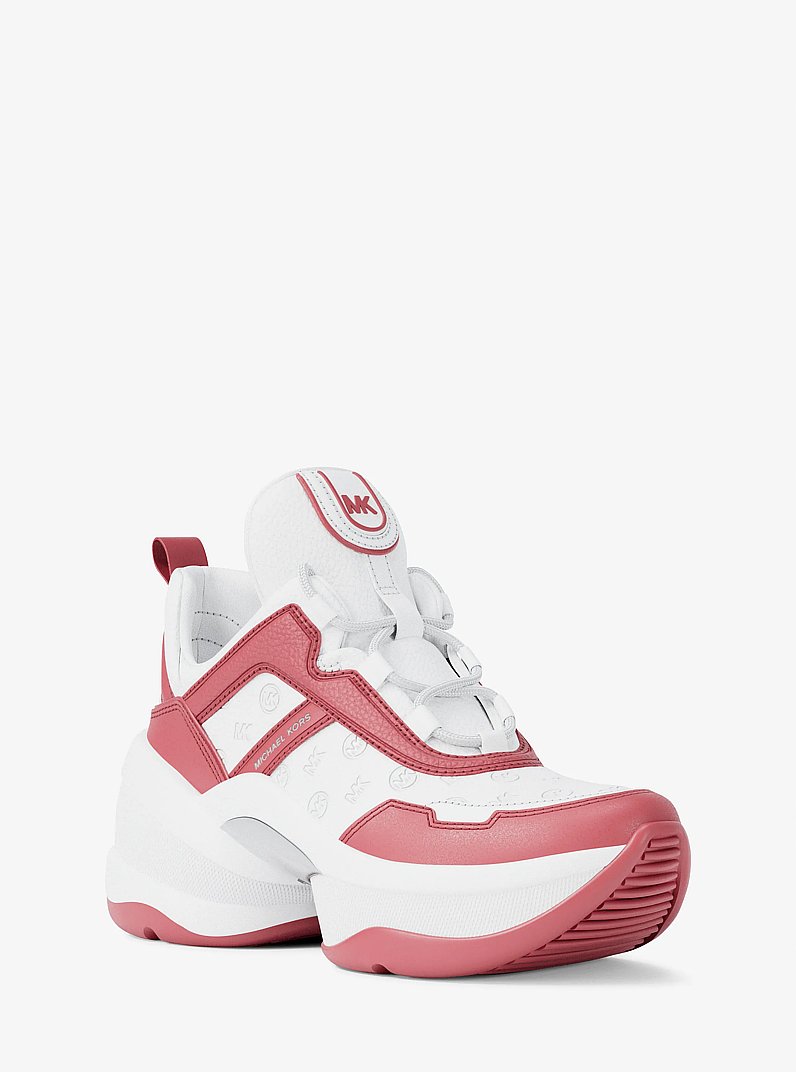 Olympia Logo Debossed Trainer in HIBISCUS - Sale | Michael Kors [US]