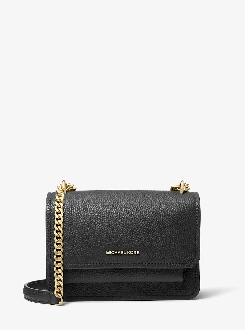 Borsa a spalla Claire convertibile piccola in pelle martellata in NERO | Michael Kors