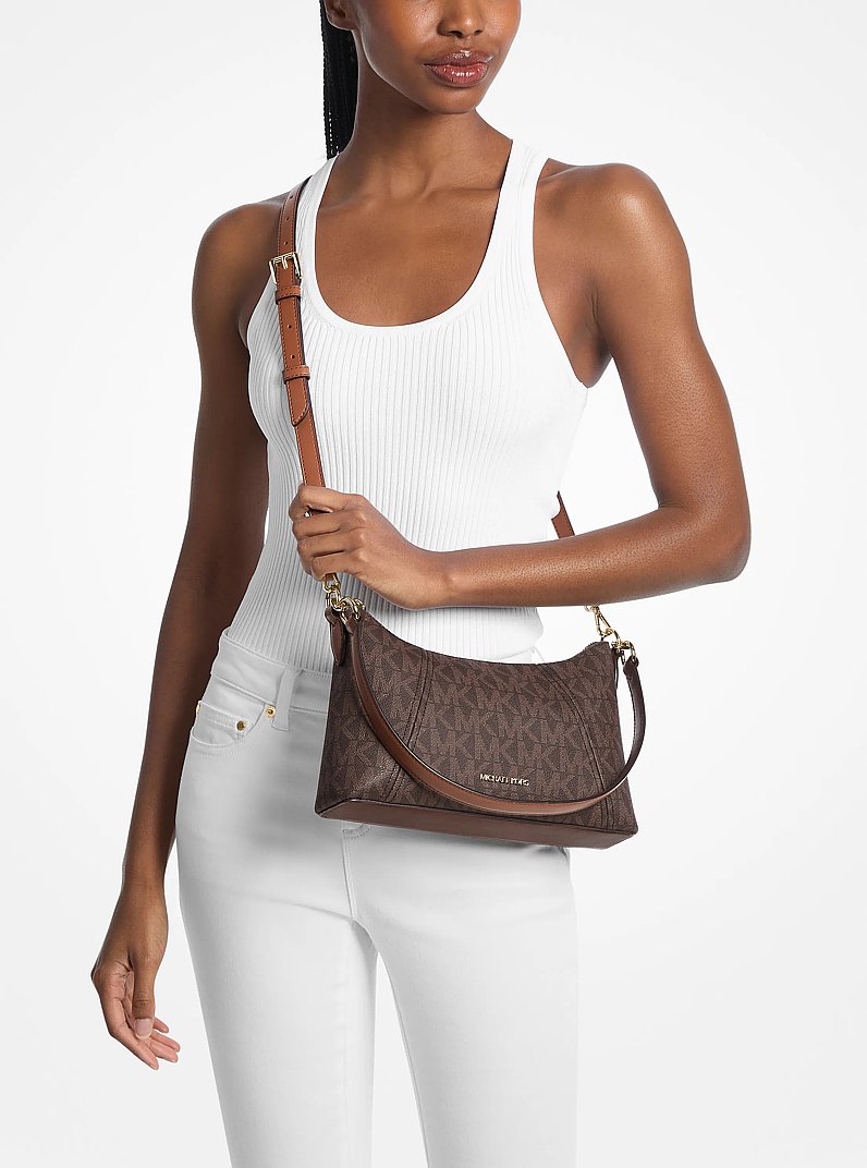 Borsa a tracolla convertibile Sienna media con stampa logo in MARRONE/CUOIO | Michael Kors