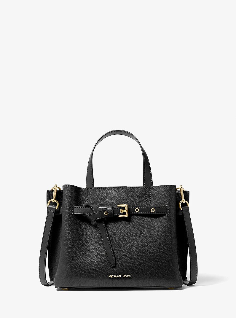 Emilia Small Pebbled Leather Satchel in BLACK | Michael Kors