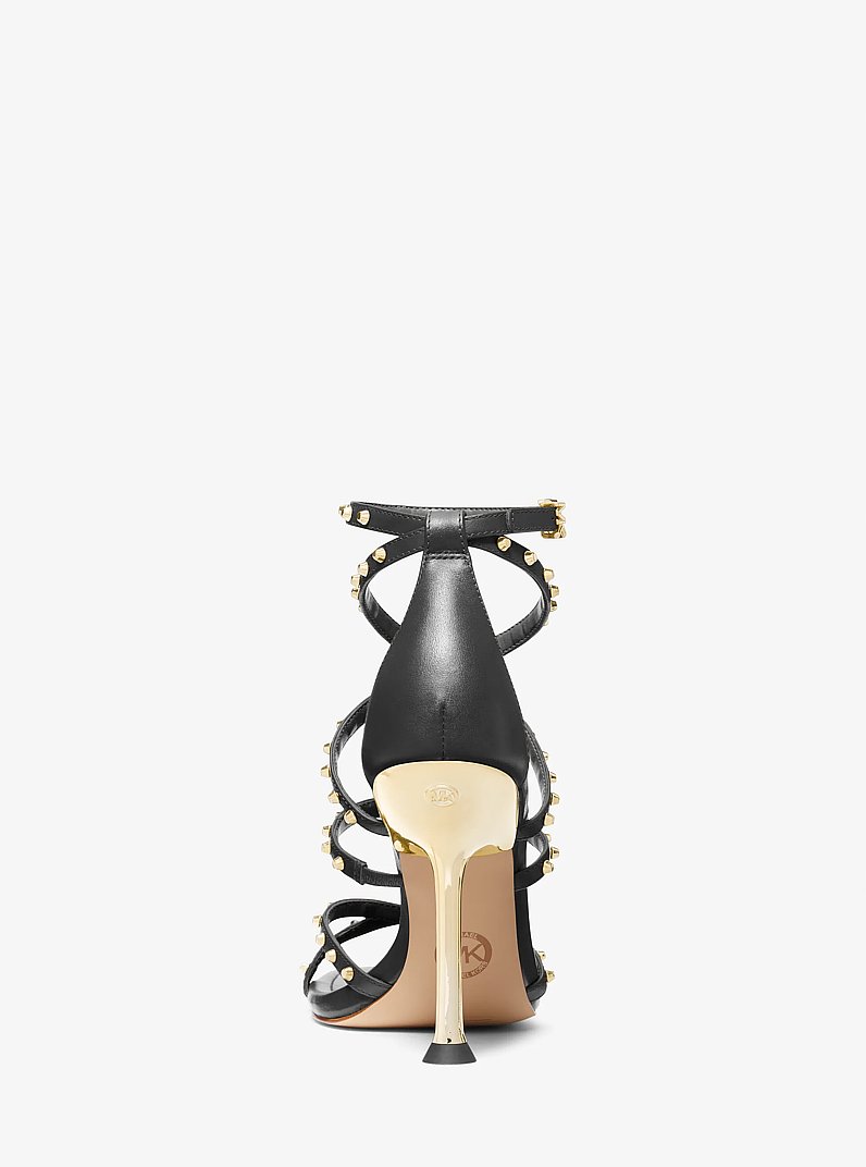 Imani Studded Leather Sandal in BLACK | Michael Kors