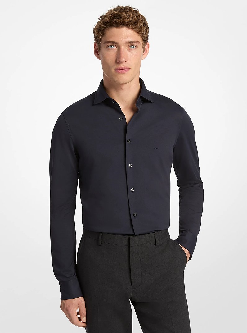 Camisa slim-fit de punto t&eacute;cnico in AZUL MARINO | Michael Kors