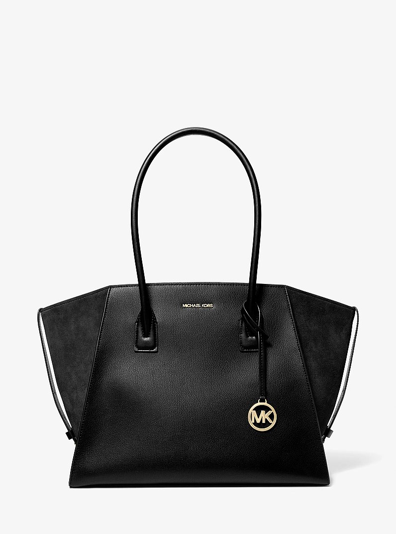 Avril Extra-Large Leather and Suede Tote Bag in BLACK | Michael Kors