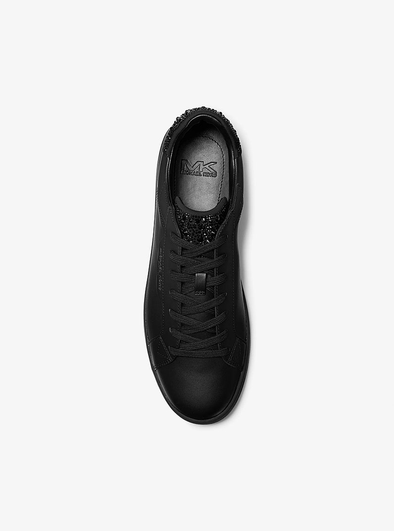Keating Embellished Leather Sneaker in BLACK | Michael Kors