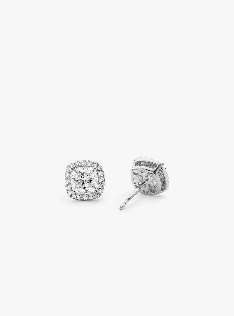 Precious Metal-Plated Sterling Silver Pav&eacute; Stud Earrings in SILVER | Michael Kors