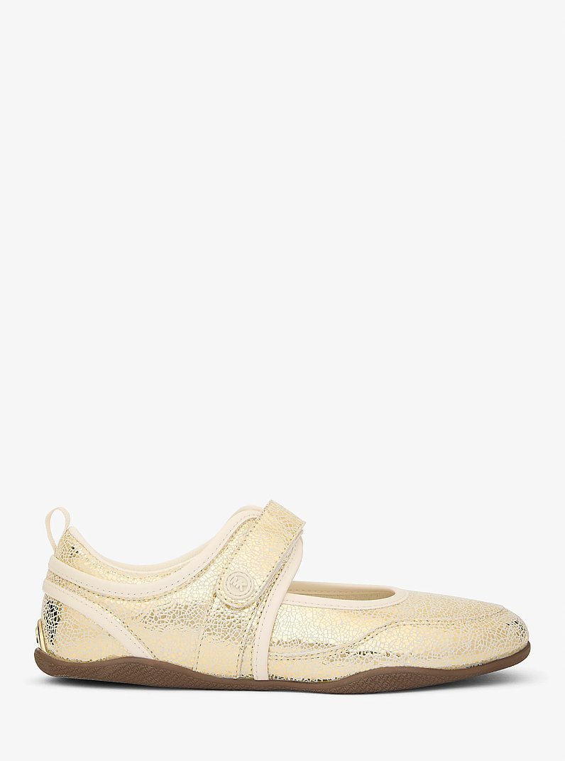 Kyler Crackled Metallic Leather Slip-On Trainer in PALE GOLD | Michael Kors