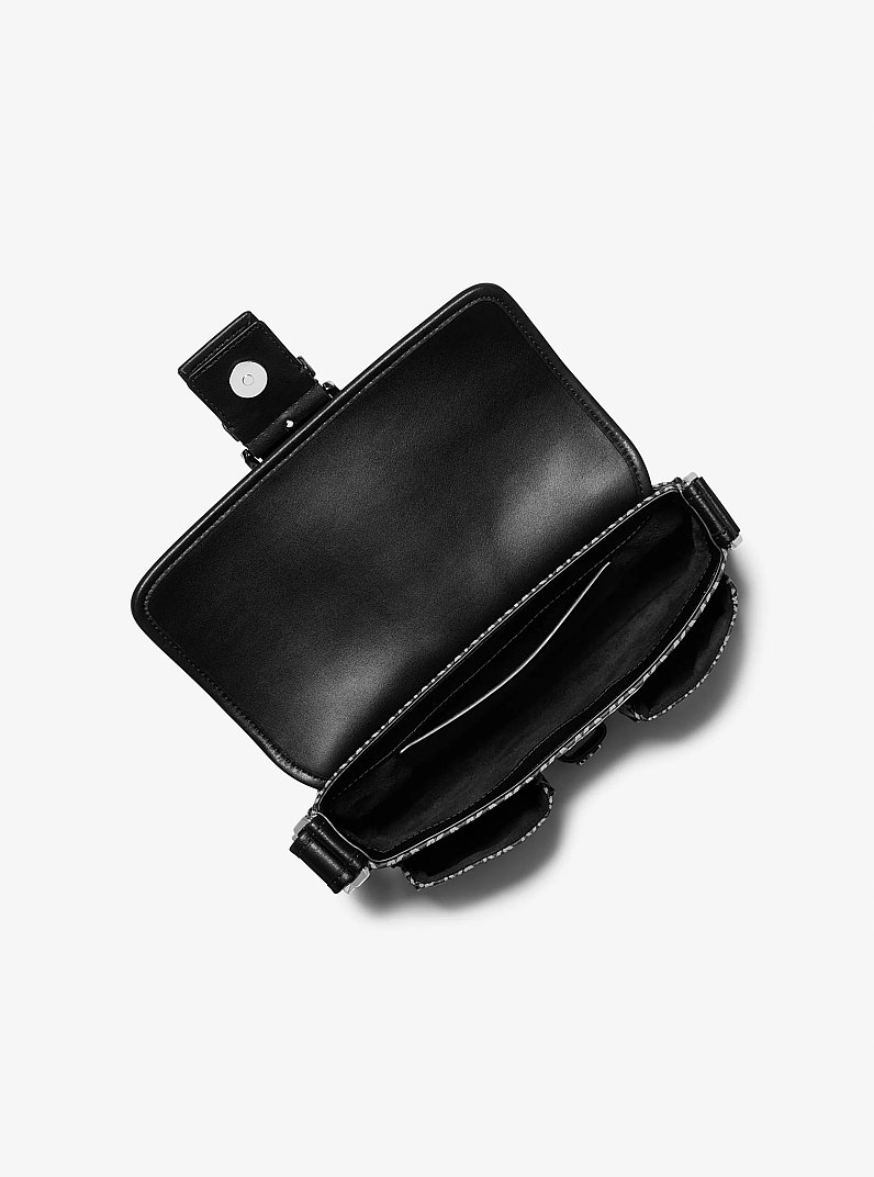 Sac port&eacute; &eacute;paule Colby de taille moyenne en jacquard &agrave; logo MK2000 in NOIR | Michael Kors