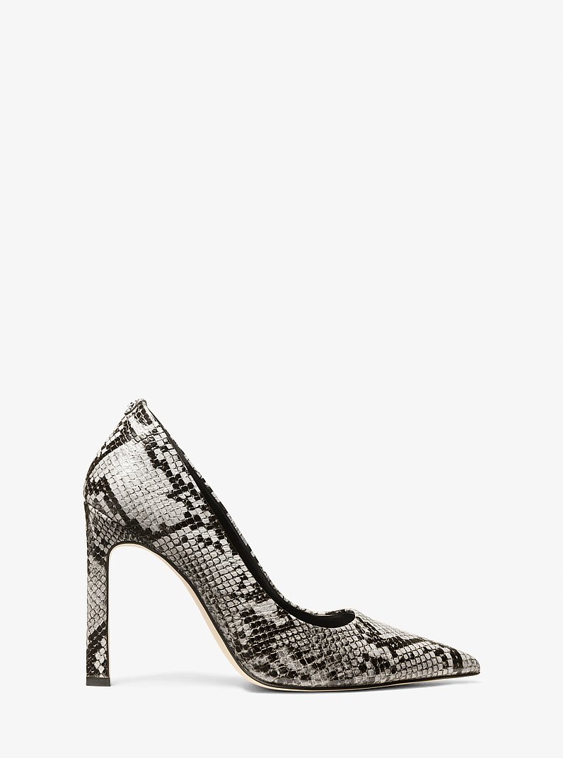 Amara Snake Embossed Leather Pump in QUARRY GREY | Michael Kors