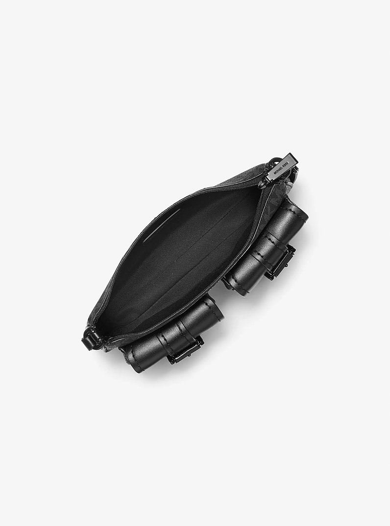 Zoe Small Signature Logo Convertible Pochette in BLACK | Michael Kors