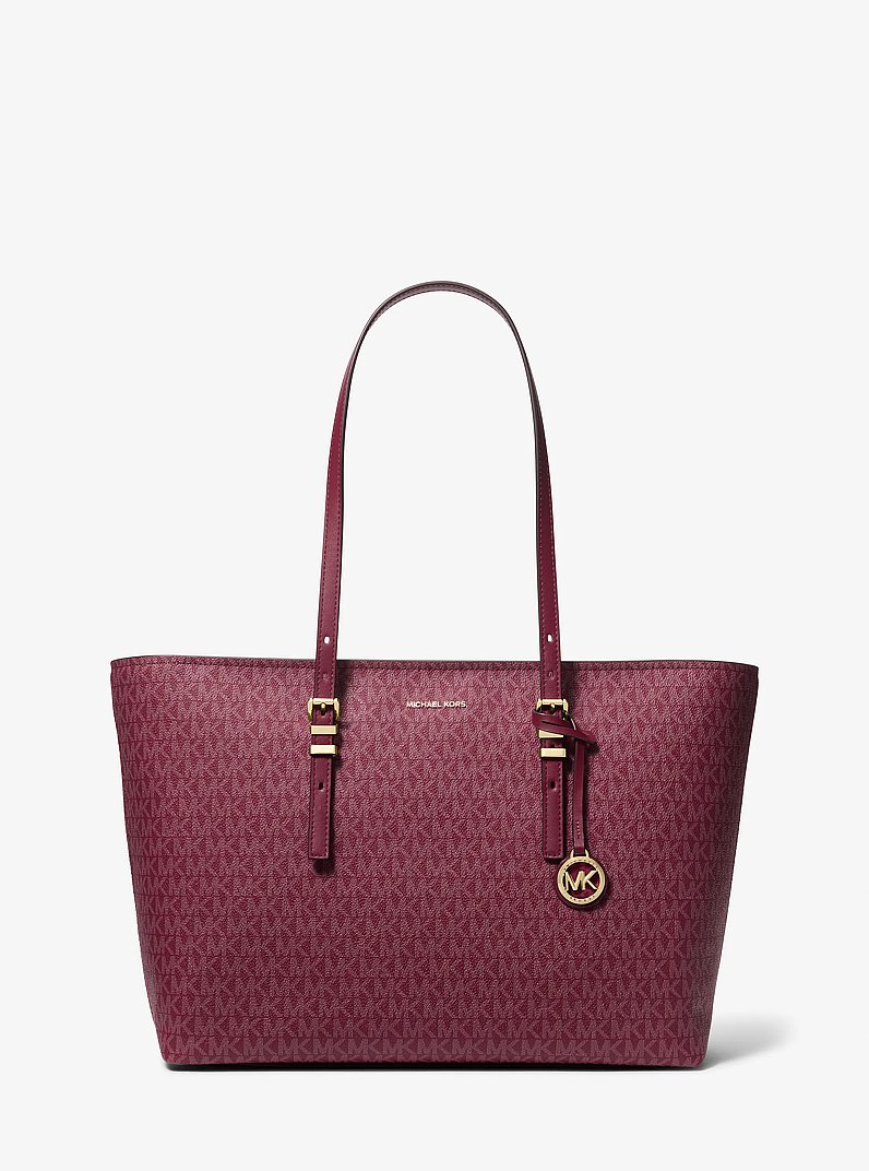 Quinn Large Signature Logo and Leather Tote Bag in MULBERRY | Michael Kors