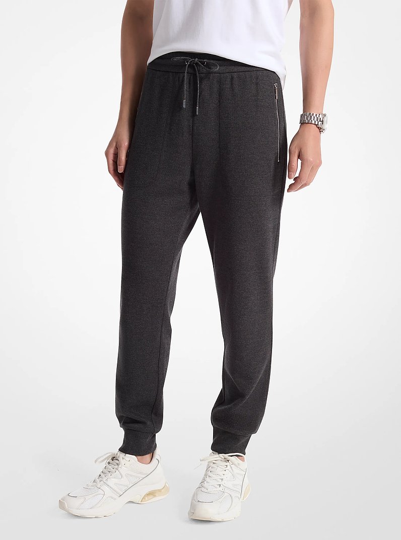 Cotton Blend Drawstring Joggers in CHARCOAL | Michael Kors