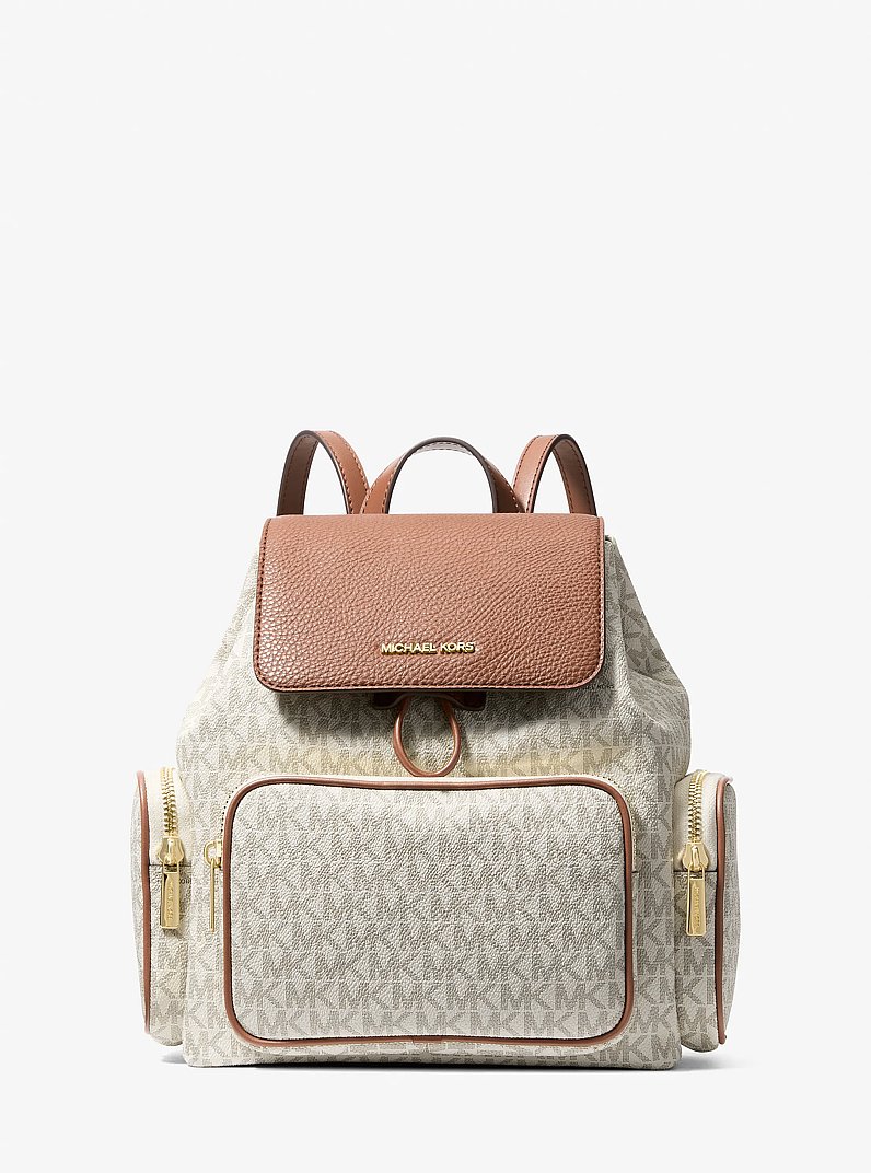 Merritt Small Signature Logo Cargo Backpack in VANILLA | Michael Kors