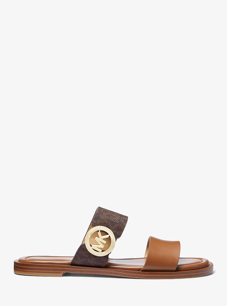 Vera Leather and Signature Logo Slide Sandal