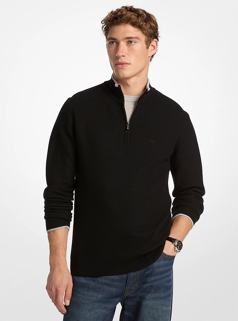㊙️ Wool Blend Quarter-Zip Sweater in BLACK - Sale | Michael Kors