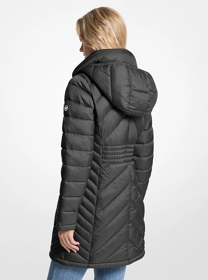 Packable Quilted Nylon Puffer Coat in BLACK | Michael Kors