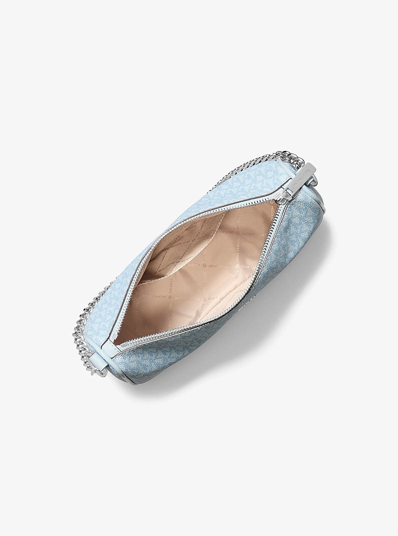 Carmela Medium Signature Logo Convertible Crossbody Bag in PALE OCEAN | Michael Kors