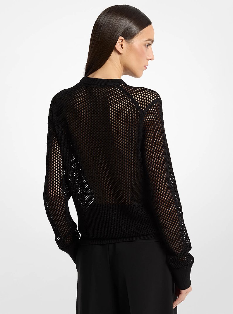 Silk Mesh Sweater in BLACK | Michael Kors
