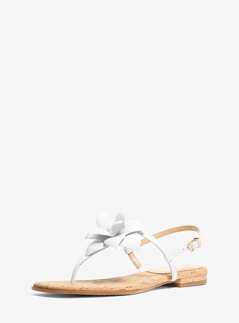 Sandalo Jacie in pelle con cinturino a T e motivi floreali in BIANCO OTTICO | Michael Kors